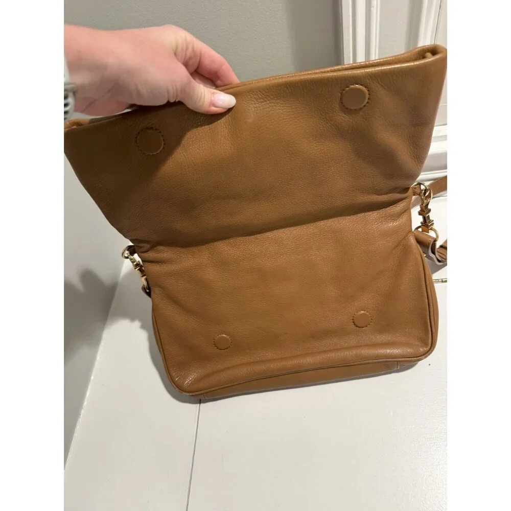 Tory Birch Amanda Crossbody Foldover Bag Tan Leather $425 [jb] - Picture 9 of 9